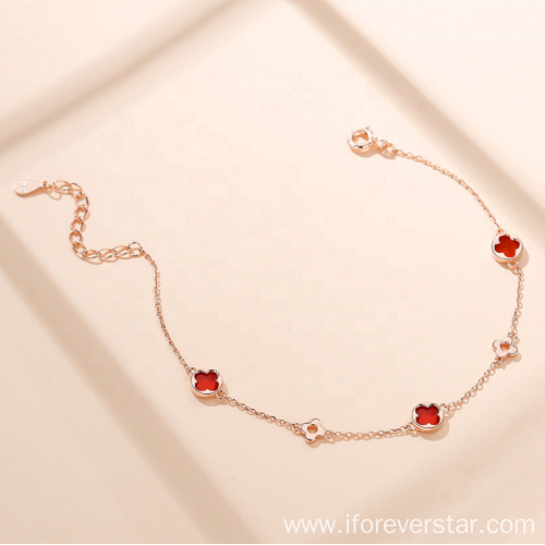 Wholesale Lucky Four Leaf Clover Silver Bracelet